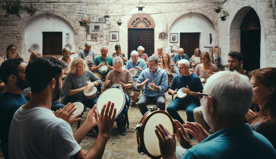 Partecipa a questa esperienza culturale unica, dove imparerai a suonare il tamburello, strumento simbolo della festa e delle tradizioni popolari del Sud Italia, sotto la guida di esperti maestri